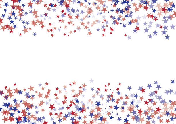 illustrazioni stock, clip art, cartoni animati e icone di tendenza di stelle colorate con colori bandiera americana su sfondo bianco - star shape red blue white