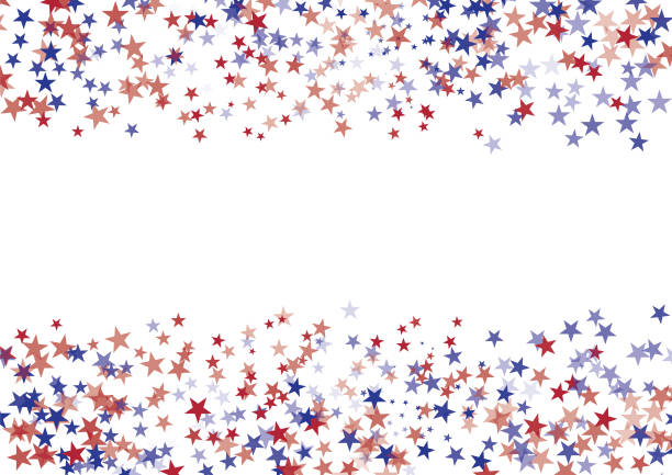 Stars Colored In American Flag Colors On White Background Red and blue stars on white background. Background for important US days and vacations. Vector illustration. memorial day art stock illustrations