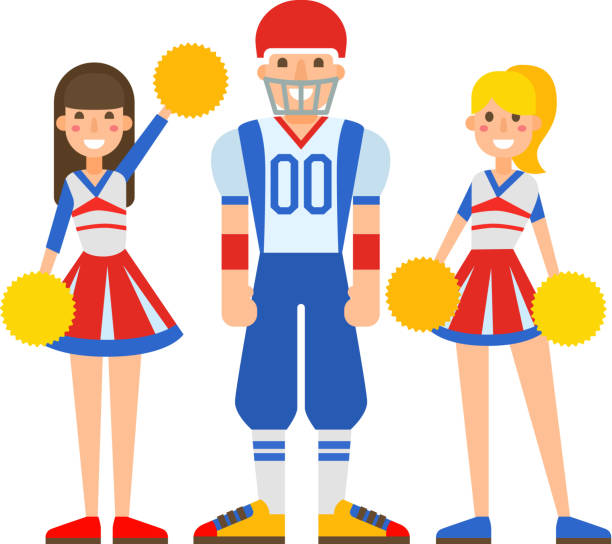 ilustrações, clipart, desenhos animados e ícones de jogador de futebol americano e esporte jogos ícones vetoriais cartoon zagueiro estilo pulando o atleta de sucesso eua - quarterback sack