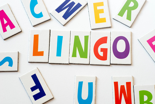 word lingo made of colorful letters on white background