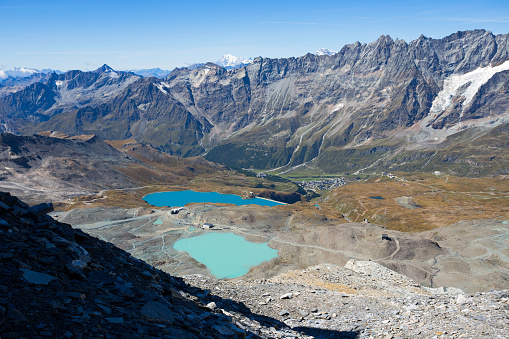 Cime Bianche Laghi seen from Plateau Rosa, Cervino mount group, Val D'Aosta, Italy,