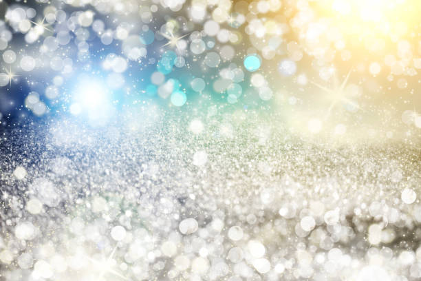 Silver light bokeh background. Abstract grey shiny glitter bokeh christmas background
