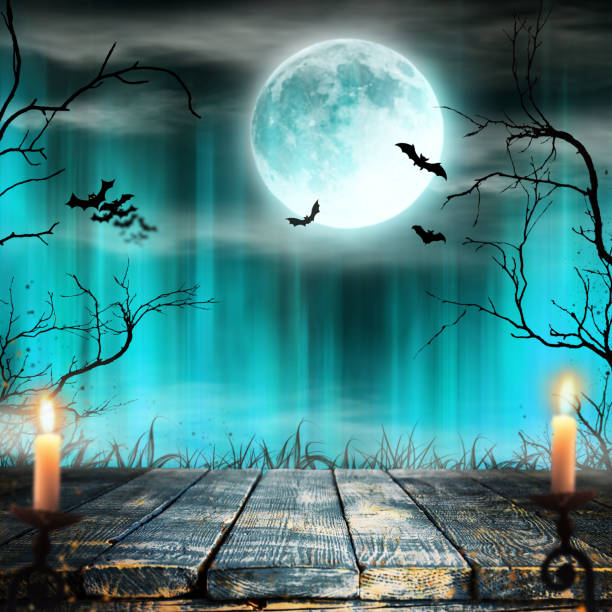 istock Spooky Halloween background with candles 857446048