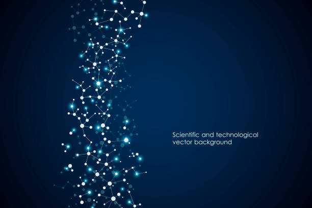 抽象的な分子背景、遺伝的・化学的化合物、医療、技術または科学的概念ベクトル図 - ニューロンスキーマ点のイラスト素材／クリップアート素材／マンガ素材／アイコン素材