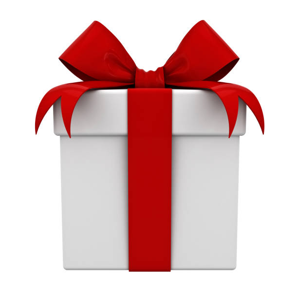 istock Gift box and present box with red ribbon bow isolated on white background. 3D rendering 857469238