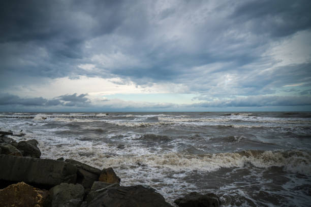 istock View of storm seascape with dark clouds 857469520