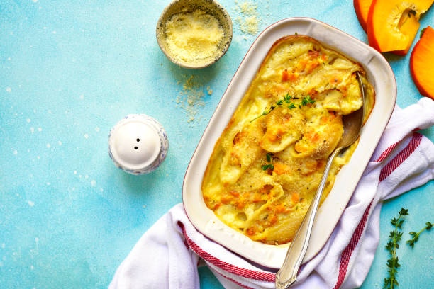 Pasta baked with pumpkin and ricotta