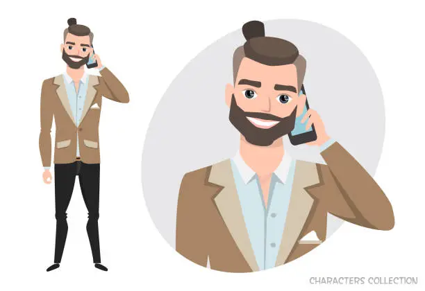 Vector illustration of A man is talking on the phone