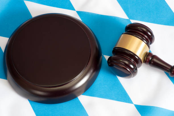 istock Flag of Bavaria and a judge's hammer 857477670