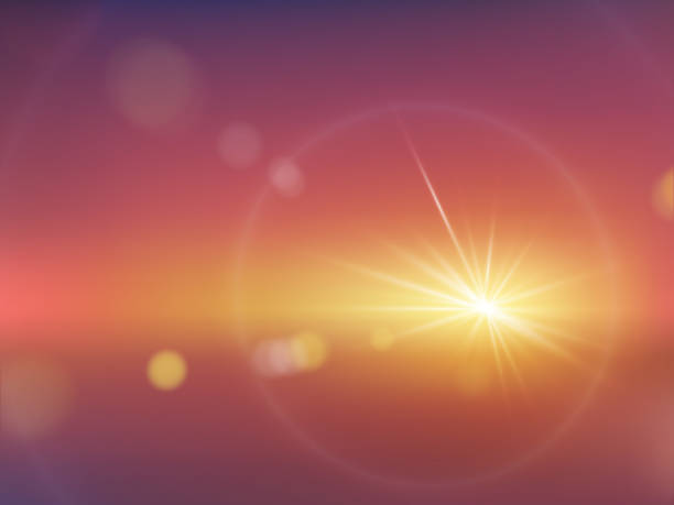 ilustrações de stock, clip art, desenhos animados e ícones de realistic sunlight effect with blurry bokeh vector - sun sunlight symbol flame