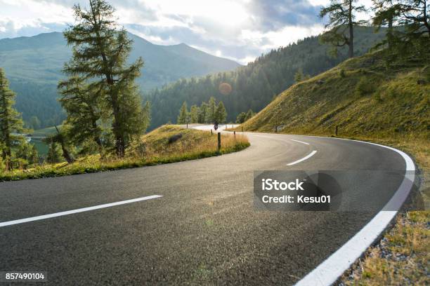 Asphalt Road In Austria Alps In A Summer Day Stock Photo - Download Image Now - Road, Car, Highway