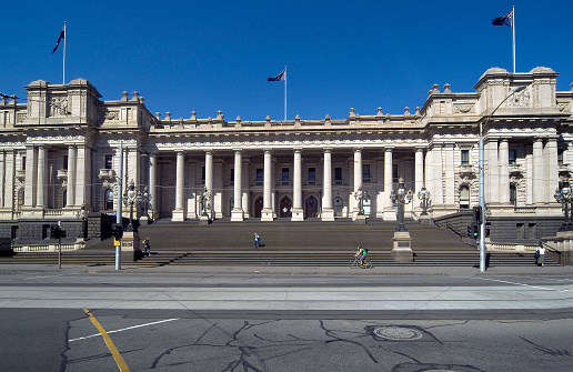 Melbourne, Australia - November 09, 2006: Unidentified people and parliament of Victoria