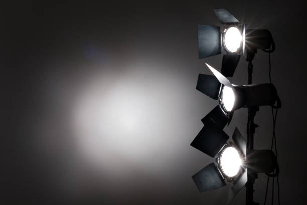 Several reflectors on the black background in photo studio. Several reflectors on the black background in photo studio. ready to do professional shooting cameras flashing stock pictures, royalty-free photos & images