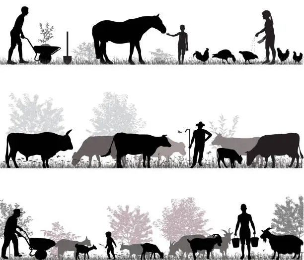 Vector illustration of Family of farmers