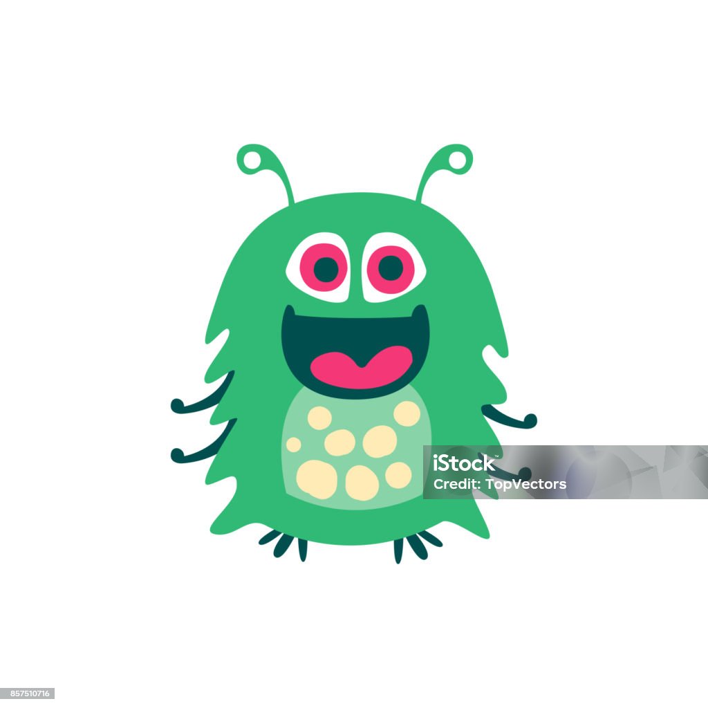 Dễ Thương Mỉm Cười Màu Xanh Lá Cây Hoạt Hình Quái Vật Sinh Vật ...