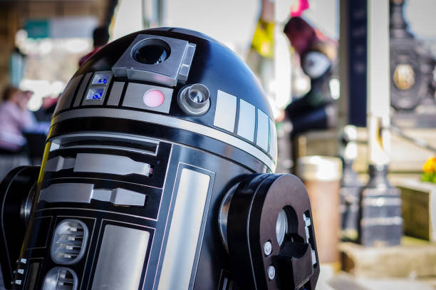 Model of 'C2-B5' from 'Rogue One' (Star Wars) outside the Sci-Fi Scarborough convention.