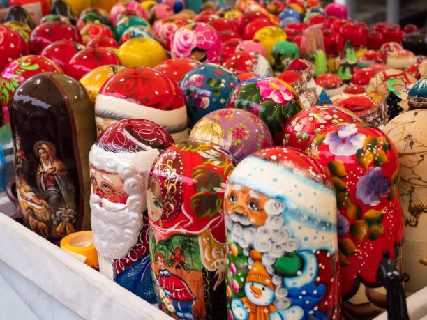 istock Hand-painted wooden toys on the table 857518418