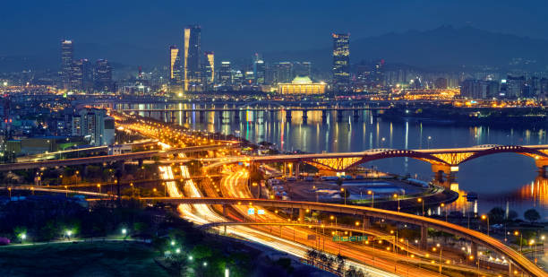 istock Seoul cityscape in twilight, South Korea. 857523004