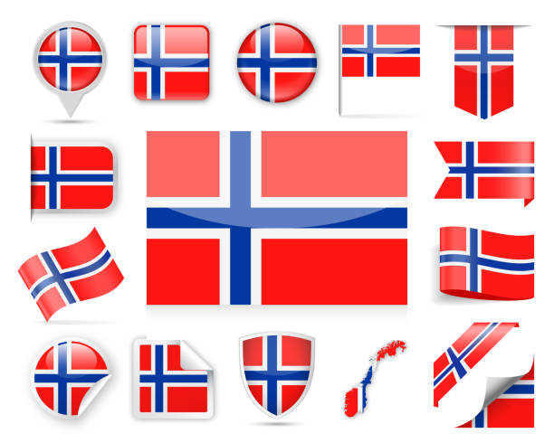 illustrazioni stock, clip art, cartoni animati e icone di tendenza di 18 - cina - piazza set - norwegian flag norway flag freedom