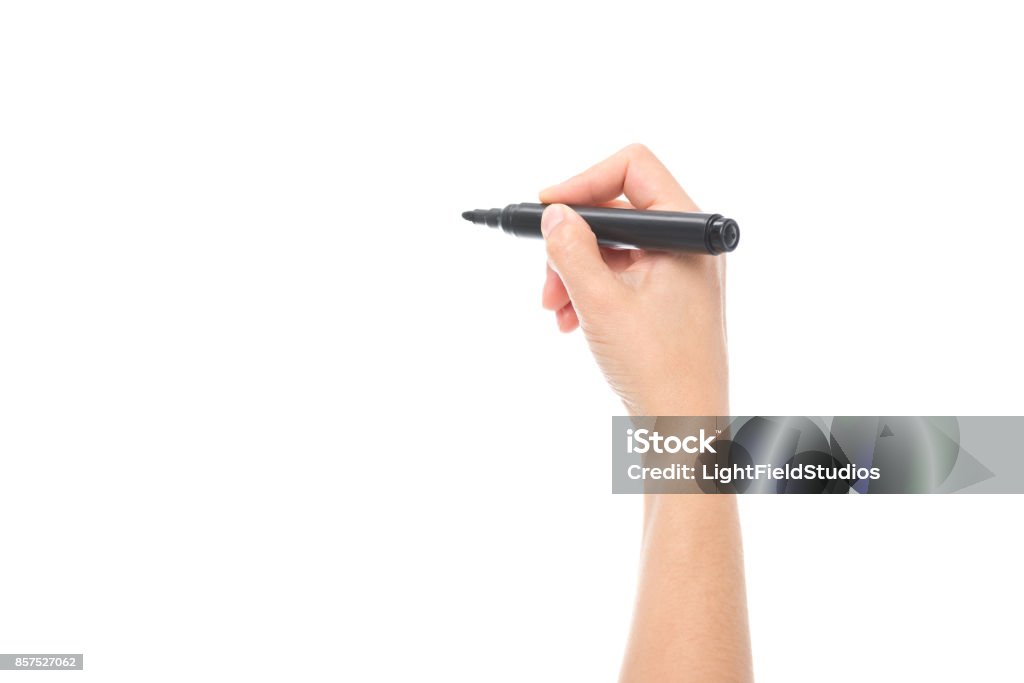 Mano agarrando marcador - Foto de stock de Mano libre de derechos