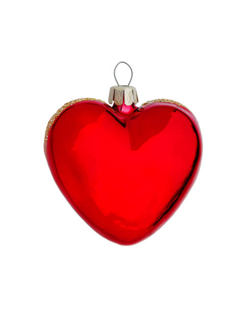 istock Christmas decoration isolated. Christmas baubles, red heart. 857536822
