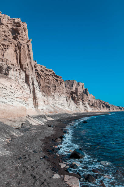 istock rough cliff coastline at santorini island, greece 857540536