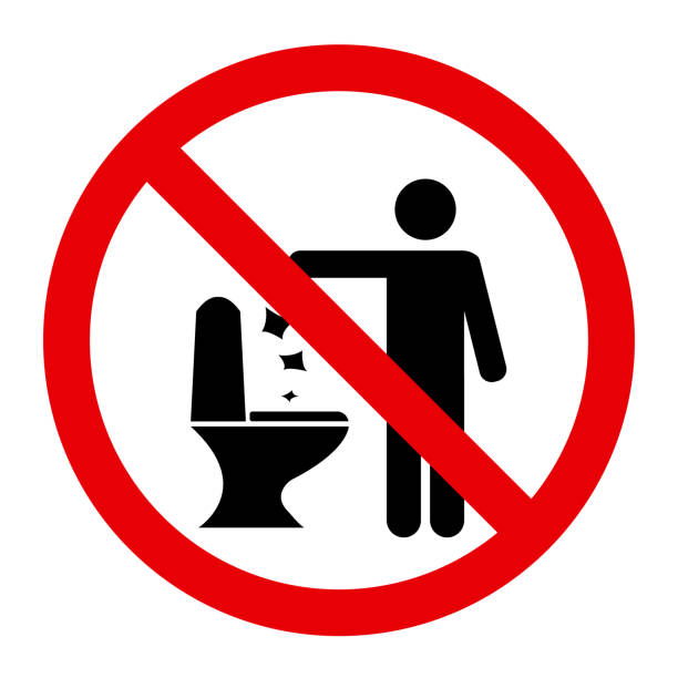 No Toilet Littering No Toilet Littering Sign Vector Illustration flushing toilet stock illustrations