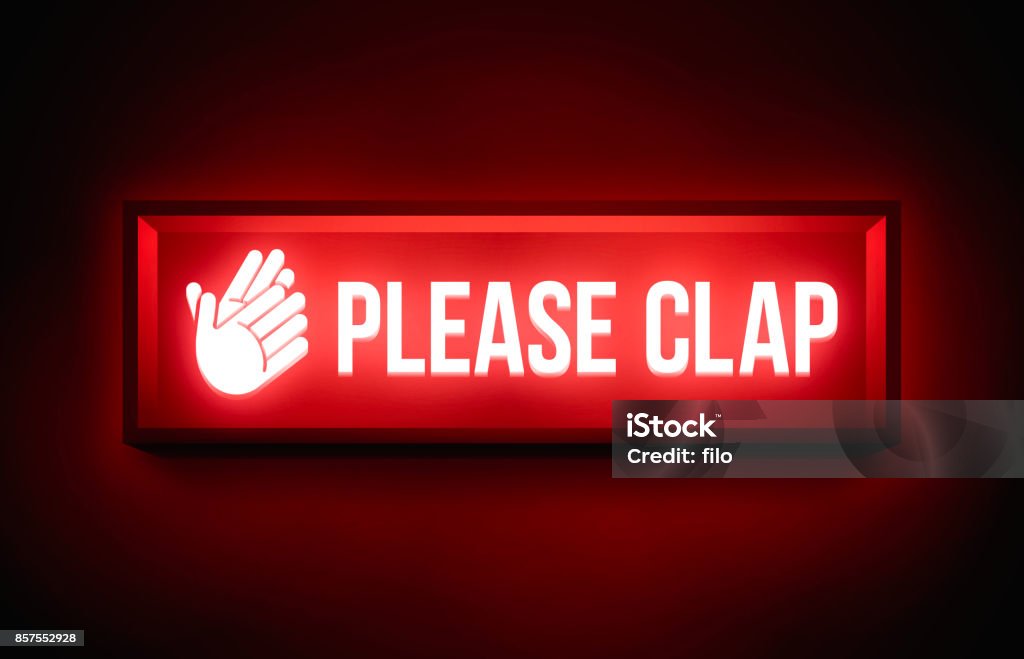 Studio Clap Sign Please Clap Audience Glowing Sign Stock Illustration - Download Image ...