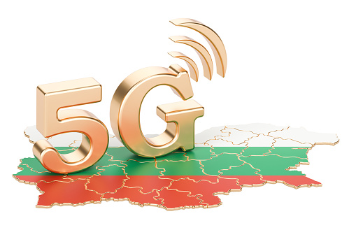 5G in Bulgaria concept, 3D rendering isolated on white background