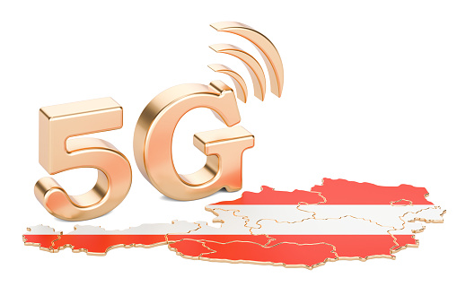 5G in Austria concept, 3D rendering isolated on white background