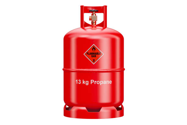 istock Propane cylinder with compressed gas, 3D rendering isolated on white background 857556846
