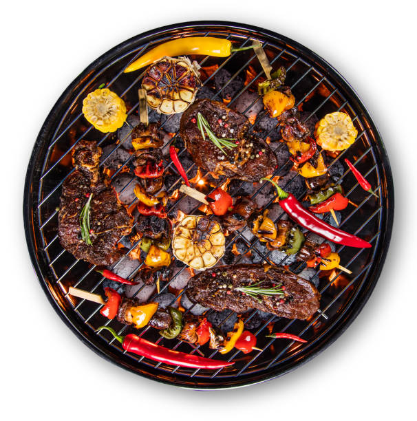 istock Barbecue grill with beef steaks, close-up 857569740