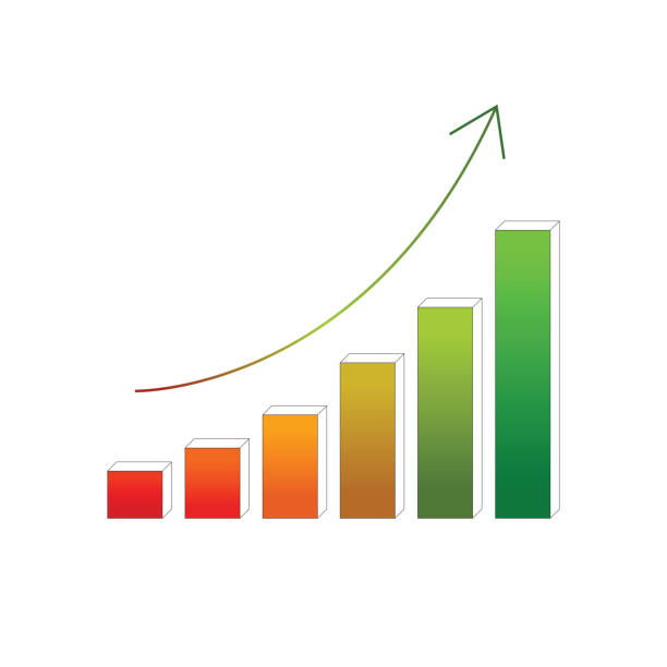 ilustraciones, imágenes clip art, dibujos animados e iconos de stock de vector creciente colorido financiera de la tabla con la flecha. - moving up prosperity growth arrow sign