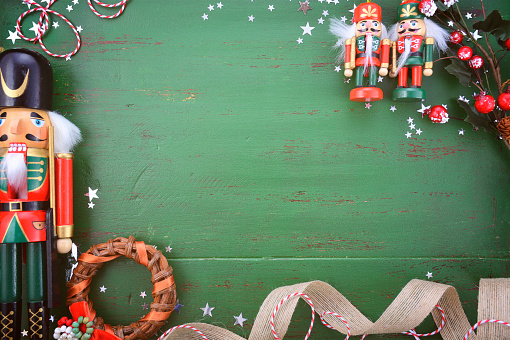 Vintage green wood Christmas holiday background
