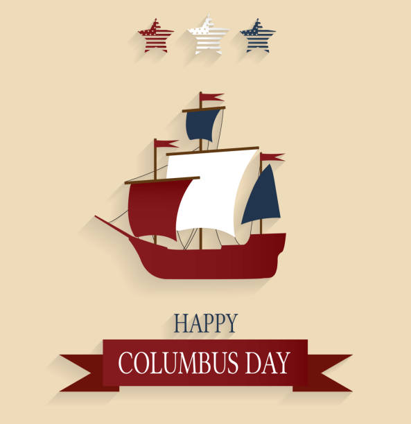 Happy Columbus Day background. Sailing ship Happy Columbus Day background. Sailing ship. Vector illustration. columbus day stock illustrations