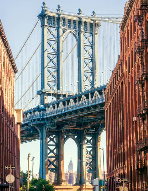 istock Empire State building through the Manhattan Bridge, NY 857573260