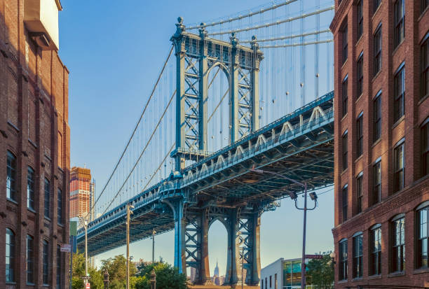 istock Empire State building through the Manhattan Bridge, NY 857573274