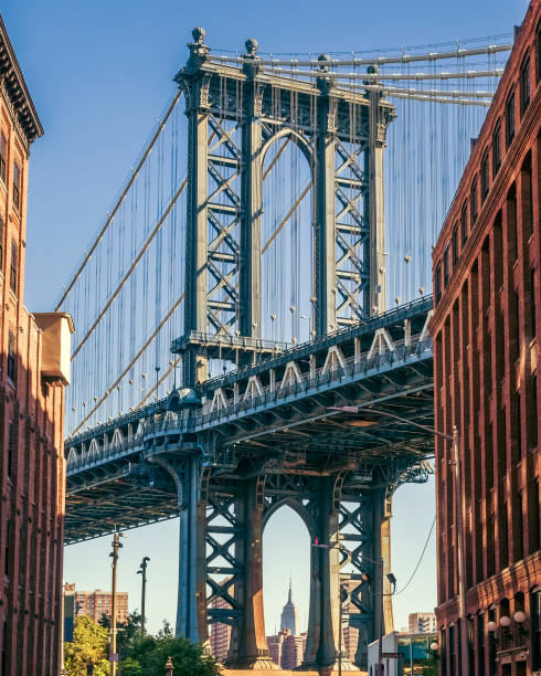 istock Empire State building through the Manhattan Bridge, NY 857573286