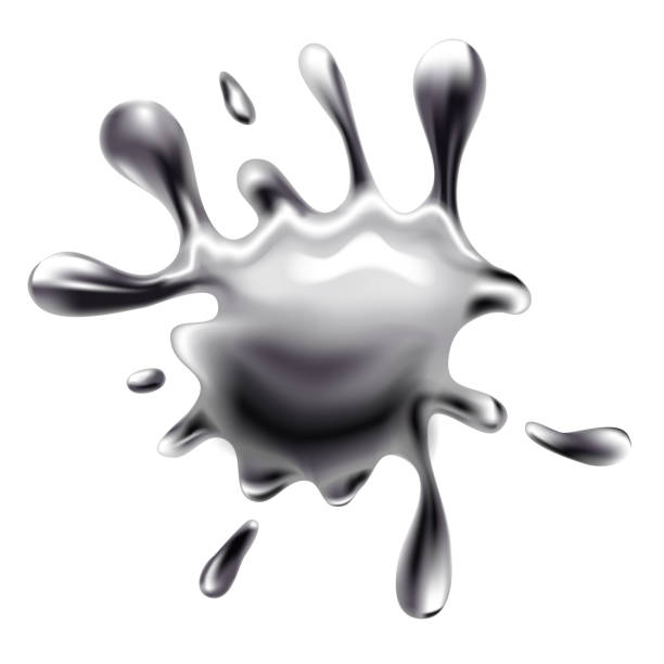 Liquid metal splash Beautiful, glossy, shiny, realistic liquid metal splash (blotch, blot, blob)) mercury metal stock illustrations