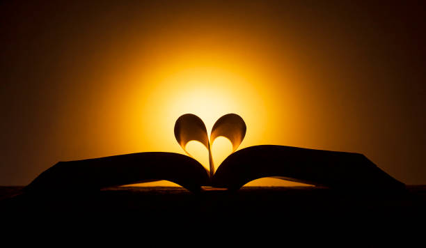 istock Sillhouette love book on wooden table 857574606