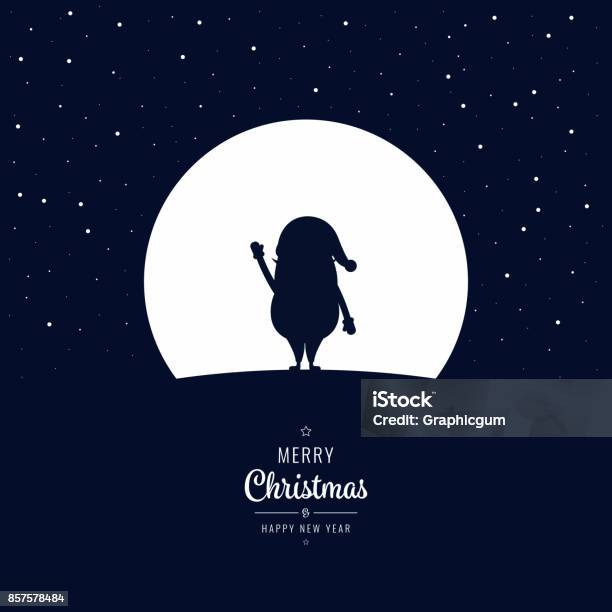 Santa Swave Into The Winter Christmas Night Stock Illustration - Download Image Now - Backgrounds, Blue, Cheerful