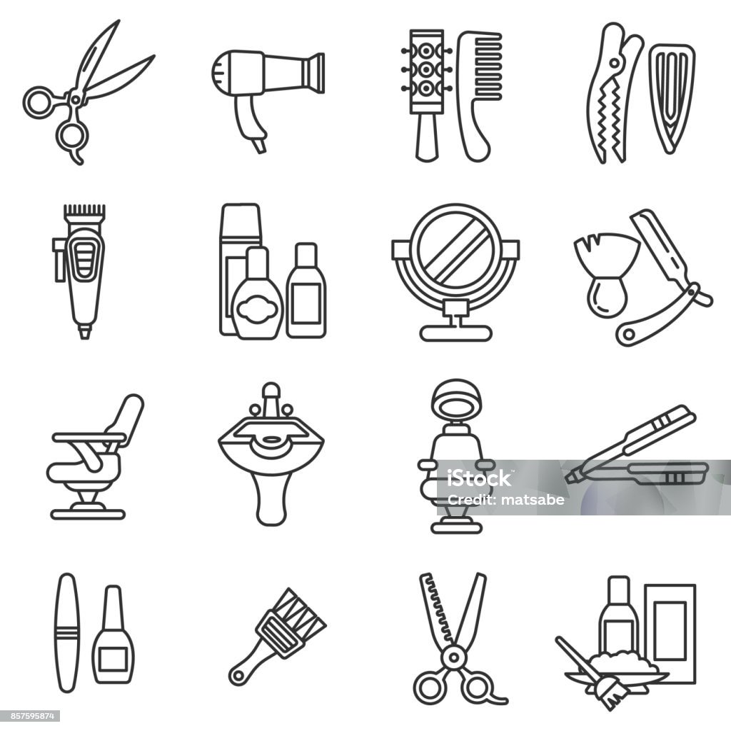 beauty saloon icons set. beauty saloon icons set. barbershop collection. Thin line design Icon Symbol stock vector