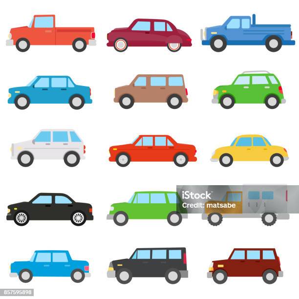 Car Set Automobile Collection Stock Illustration - Download Image Now - Blue, Car, Classical Style