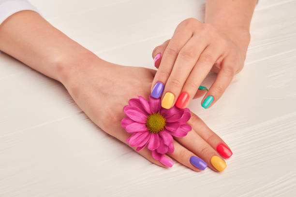istock Young woman hands and flower. 857596340