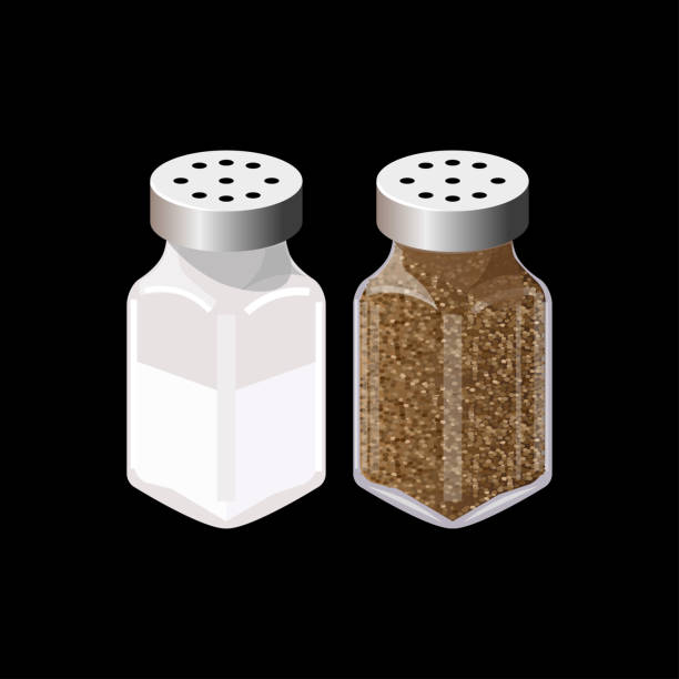 illustrazioni stock, clip art, cartoni animati e icone di tendenza di agitatori di sale e pepe - salt shaker salt pepper shaker pepper