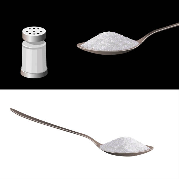 ilustrações, clipart, desenhos animados e ícones de abanador de sal e sal de colher. - sugar spoonful