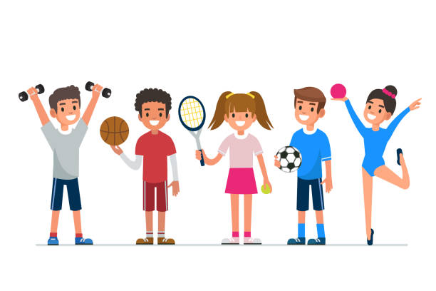детский спорт - tennis child sport cartoon stock illustrations