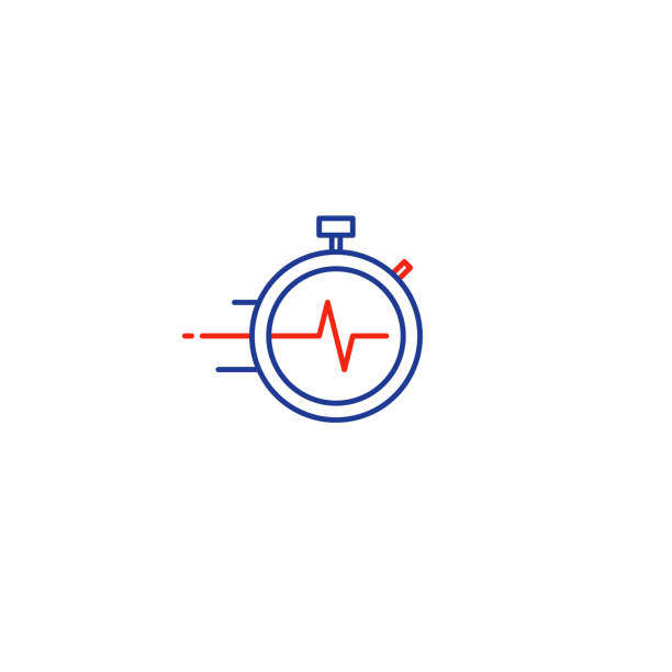 ilustrações, clipart, desenhos animados e ícones de conceito de gestão de tempo, serviços de entrega rápida ícone linear - pulse clock