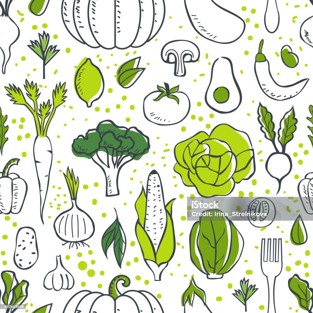 vegetables pattern Farm fresh vegetables seamless pattern. Sketch style vector illustration. Vegetable stock vector