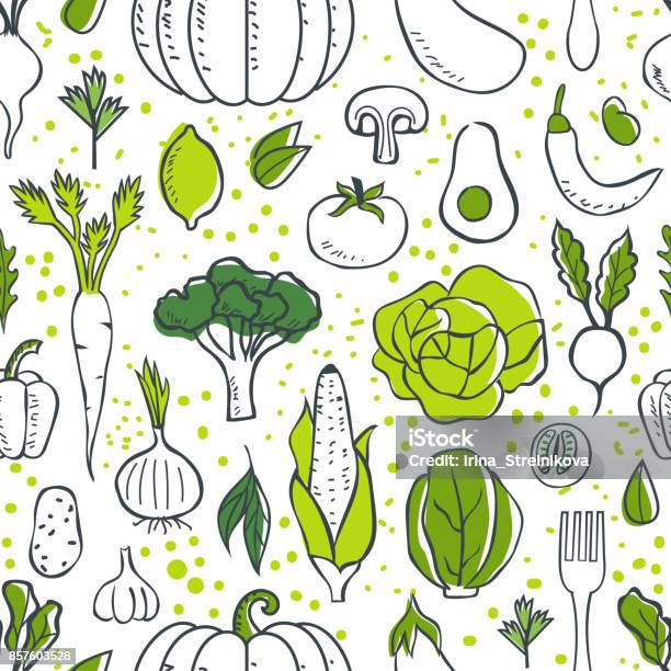 Vegetables Pattern Stock Illustration - Download Image Now - Vegetable, Food, Pattern